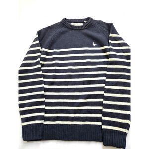 Jack Wills Sweater Mens Large Stripes Pullover Crew Neck Blue Casual EUC